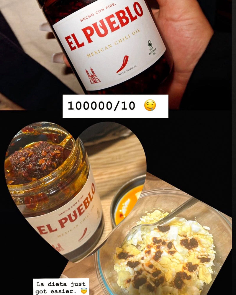 Customer photo of El Pueblo Mexican chili oil jar with a positive rating
