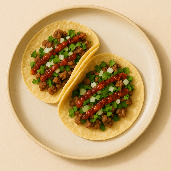 Tacos topped with El Pueblo Mexican chili oil made with avocado oil